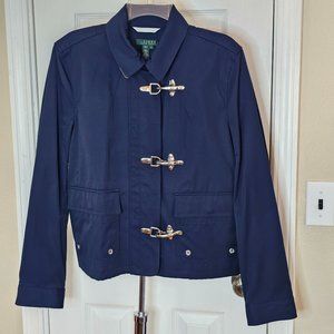 Lauren by Ralph Lauren Vintage Navy Rain Jacket Fireman Clasps LN size Large